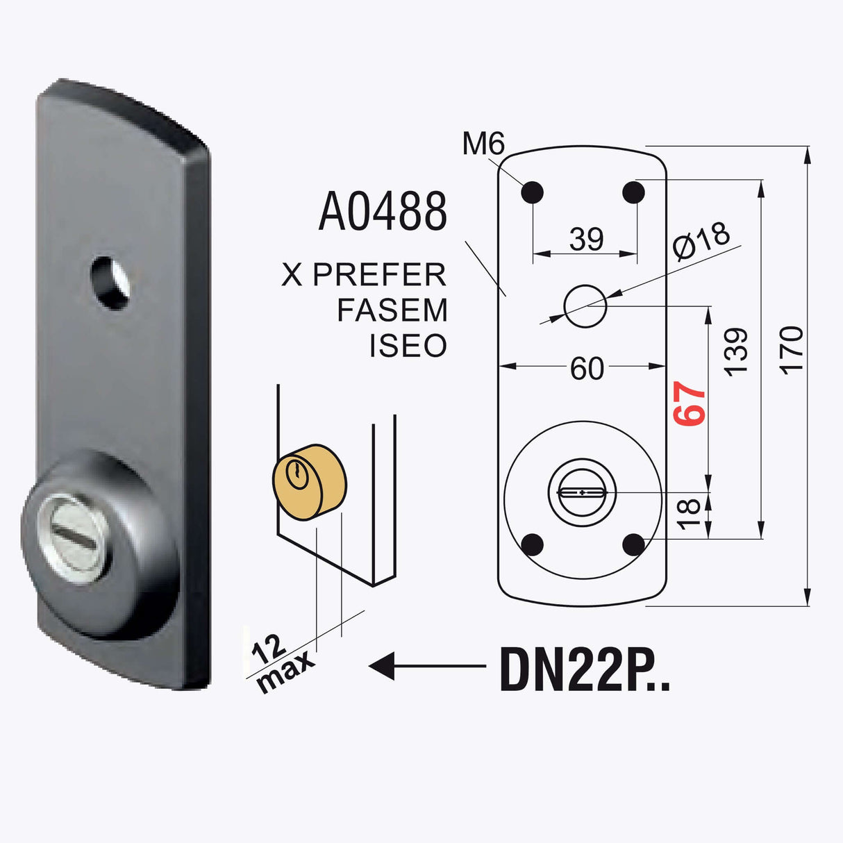 Protection de serrure de garage aérienne pour cylindre rond avec poignée